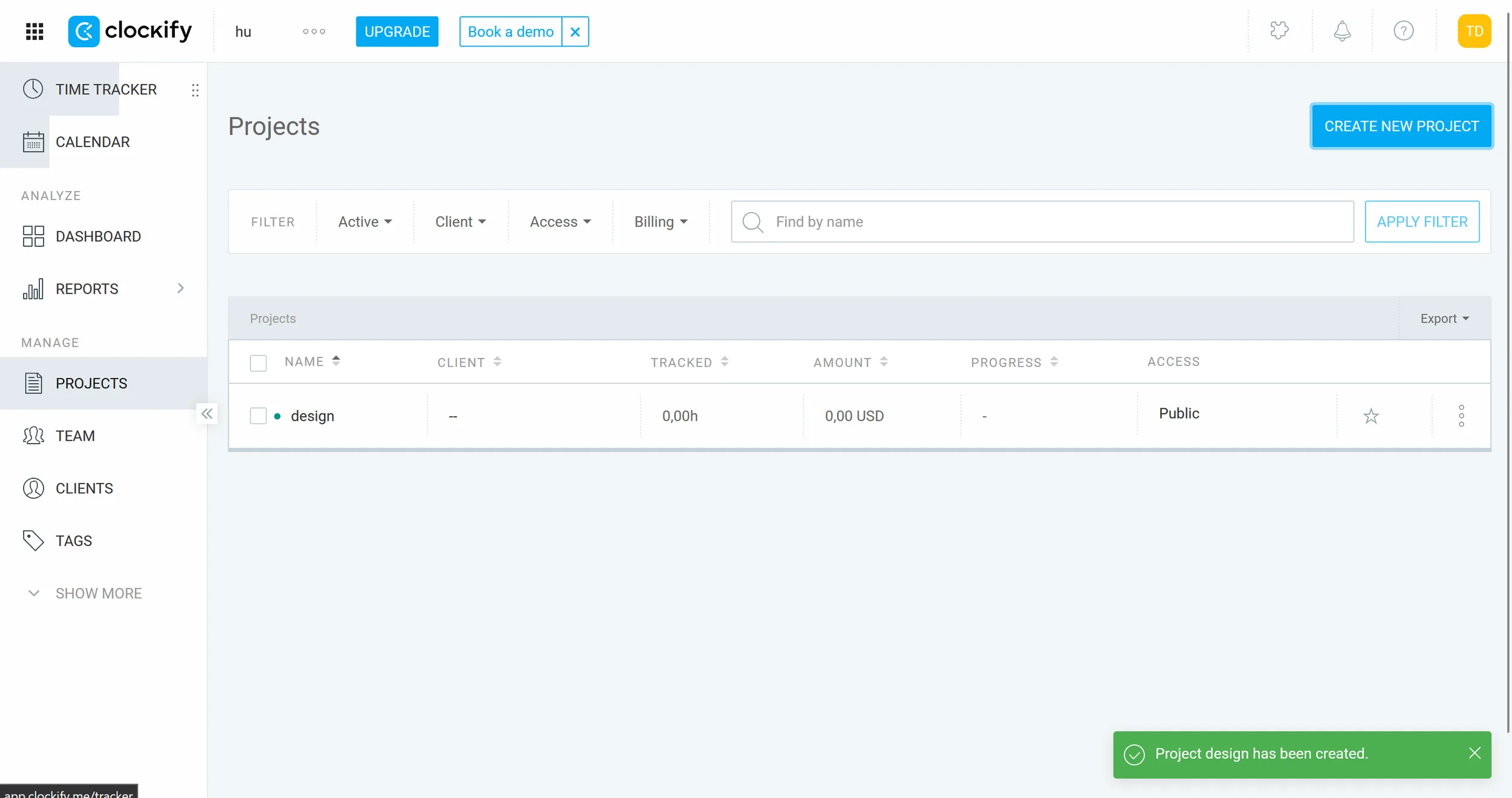 Clockify project overview with all key details including client, budget, and access settings. (Own screenshot from Clockify) Clockify project overview with all key details including client, budget, and access settings. (Own screenshot from Clockify)